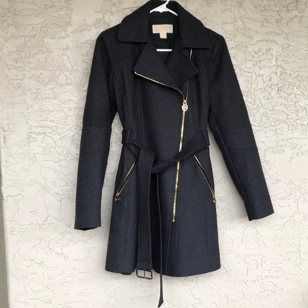 Michael Kors Charcoal Gray Wool Long Winter Coat